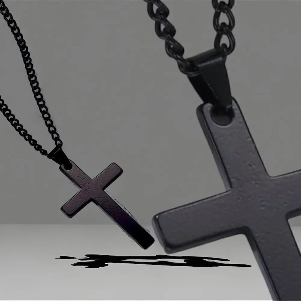 Men’s Black Cross Necklace l Unisex l New